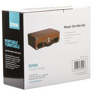 Knox Portable Turntable With BlueTooth, USB Drive, Built in Speakers &amp; Rechargabable Battery - Brown N5