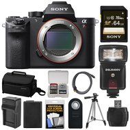 Sony Alpha A7R II 4K Wi-Fi Digital Camera Body with FE 28-70mm Lens + 64GB Card + Battery + Charger + Case + Flash... N5