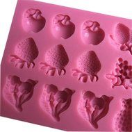 FLY 3D Silicone Apple Strawberry and Other Fruit Shape Fondant Cake Mold,Pink N2