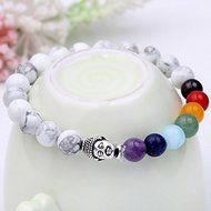 Chic Retro 7 Chakra Healing Yoga Reiki Prayer Bead Bracelet Buddha Head Bracelet