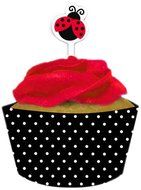 Creative Converting Ladybug Fancy Cupcake Topper Decorations with Matching Baking Cup Wrappers, 12 Count