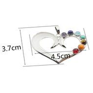 Natural Gemstones Healing Reiki 7 Chakra Moon Cross Charm Beads Pendant Necklace N12