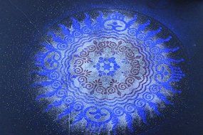 Diwali Rangoli Floor Art Stencil Kit with Two 12&quot; stencils and Three colors with dispensers in a Jute Bag