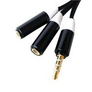 HTTX 4-Pole 3.5mm Audio Male to Double Female Stereo Headphone Jack Splitter Cable Adapter For iPhone iPad itouch...