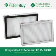 2 - Kenmore EF-2 86880 Exhaust Vacuum HEPA Filters. Designed by FilterBuy to replace Sears Kenmore Part # 20-86880...