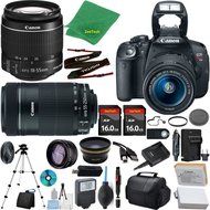 Canon Rebel T5i Camera + 18-55mm IS STM + 55-250mm STM + 2pcs 16GB Memory + Case + Memory Reader + Tripod + ZeeTech...