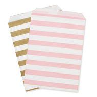 5&quot; x 7&quot; Party Favor Bag, Pack of 12 (Gold &amp; Light Pink | Striped)