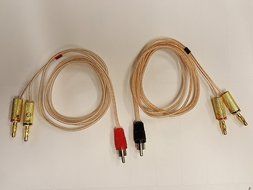 3 Foot - Pair of RCA Males (Black &amp; Red) to 2 Pairs of Banana Plugs on 16 AWG Speaker N2