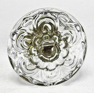 Furniture Knob, Antique Glass Drawer Pulls and Cabinet Door pulls 6-Pack T100M Small 35mm Clear Embossed Daisy... N2