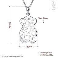 New Charm 925 Sterling Silver Plated Love Hearts &amp; Bear Pendant Necklace Jewelry N5