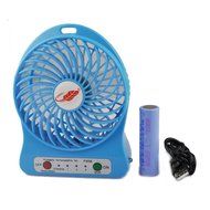 NewSilkRoad Mini Handy Portable USB Rechargeable Emergency Fan 4 blades 3 Speeds Led Light with 18650 Battery... N5