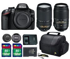 Nikon D3200 DSLR Camera + AF-S DX NIKKOR 18-140mm f/3.5-5.6G ED VR Lens + AF-S DX NIKKOR 55-300mm f/4.5-5.6G ED... N2