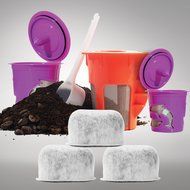 2 Reusable KCups, 1 Reusable Carafe KCup and 3 Replacement Charcoal Water Filters By Housewares Solutions for... N2