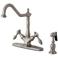 Kingston Brass KS1238TALBS Mono Deck Mount Kitchen Faucet with Brass Sprayer and 8 9/16 in Spout Reach, Satin...
