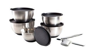 PriorityChef 100% Stainless Steel Potato Ricer and 5-Piece Mixing Bowl Set Bundle, Wonderful Wedding or Housewarming...