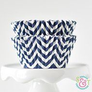 Chevron Navy BakeBright Greaseproof Cupcake Liners