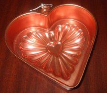 Copper Jello Mold Valentine Heart 2 3/4 Cups