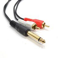 kenable 6.35mm 1/4 inch Mono Jack Plug to Phono RCA Plugs SCREENED Audio Cable 2m (~6 feet) N2