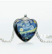 Starry night van gogh pendant Heart necklace jewelry Heart shape Heart pendant