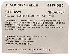 PHONO NEEDLE-FOR EMPIRE 1000E 2000E,2000EI,2000 EII,2000 EIII 2500 III 237-DEC