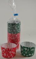 Red and Green Holiday Muffin Cupcake 3" Liners with Stars