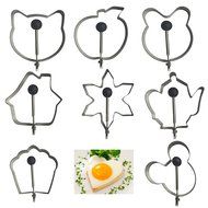 YeMarket 8PCS Stainless Steel Different Shapes Fried Egg Molds Pancake Mold Kitchen Tool N2