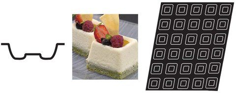 Flexipan 336343 Mini Square Savarin Nonstick Sheet Mold