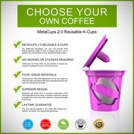 MetaCups 2.0 K Cups Reusable Refillable Coffee Filters for Keurig 2.0 Brewers K200, K300, K400, K500 and Tea K-cup...
