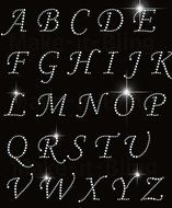 hot fix rhinestone motif,RHINESTONE IRON HEAT TRANSFER CAPITAL ALPHABET LETTERS and Numbers (LETTER STYLE 2)