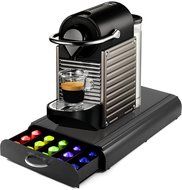 Nespresso C60 Pixie Electric Titan Automatic Espresso Machine with Bonus Mind Reader 50 Capsule Storage Drawer
