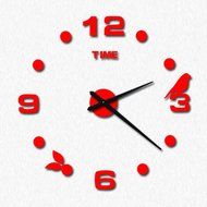 MuLuo Home Decorations 3d Acrylic Mirror Stickers Clocks Living Room DIY Wall Clock Watch black N5