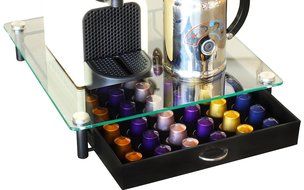 DecoBros Crystal Tempered Glass Nespresso Storage Drawer Holder for Capsules