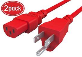 GearIt 18 AWG Universal Power Cord NEMA 5-15P to IEC320 C13 [UL Listed], Red (1 Foot/0.3 Meters) N10
