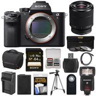 Sony Alpha A7R II 4K Wi-Fi Digital Camera Body with FE 28-70mm Lens + 64GB Card + Battery + Charger + Case + Flash... N9