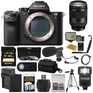 Sony Alpha A7R II 4K Wi-Fi Digital Camera Body with FE 28-70mm Lens + 64GB Card + Battery + Charger + Case + Flash... N14