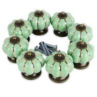 Get Orange 8 pcs Pumpkin Ceramic Door Knobs Drawer Pull Handle Cabinet Cupboard Wardrobe Pull Knobs Handle (green) N3