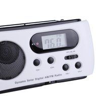 Dynamo Crank LED Flashlight AM/FM Radio w/ Solar, Antenna, &amp; LCD Display N4