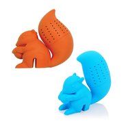 Catkit 2pcs Silicone Squirrel Tea Infuser Strainer Leaf Filter (Blue And Orange)