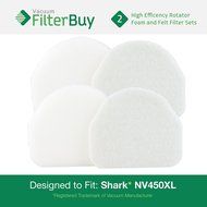 2 - Shark NV480 &amp; NV450 Replacement Foam &amp; Felt Filter Kits, Part #XFF450. Designed by FilterBuy to fit Shark...