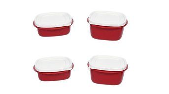 Cutting Edge Snap Tight Food Storage, 1500 &amp; 2000ml, Set of 4, Blossom Red