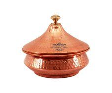 IndianCraftVilla 4.0" X 4.8" X 2.0" Handmade Steel Copper Mughlai handi Set of 6 Volume 300 ML With Lid serving... N2