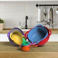 Vremi 15 Piece Nesting Mixing Bowl and Measuring Cup Set - Colorful Large and Small Plastic Bowls for Baking with...