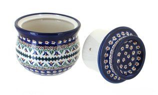 Polish Pottery Daisy French Butter Dish
