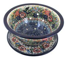 Polish Pottery Hummingbird Berry Bowl &amp; Plate