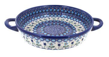 Polish Pottery Savannah Small Round Baker with Handles