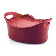 Stoneware 4 1/4-quart Red Casseroval Covered Baking Dish 500 Degrees Fahrenheit