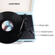 MUSITREND Record Player Classic Portable Suitcase 3 Speed Stereo Turntable with Built-in Speakers, PC Recorder... N6