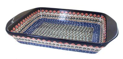 Polish Pottery Blue Horizon Extra Large Rectangular Baker