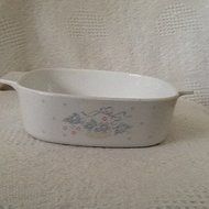 Vintage Corning Ware Cornflower Blue Ribbon Floral Basket Casserole Dish 2 Liter No Lid