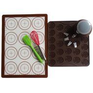 Silicone Macaron Piping Decorating Pot Macaroon Mats Set 4 Piping Nozzles Whisk